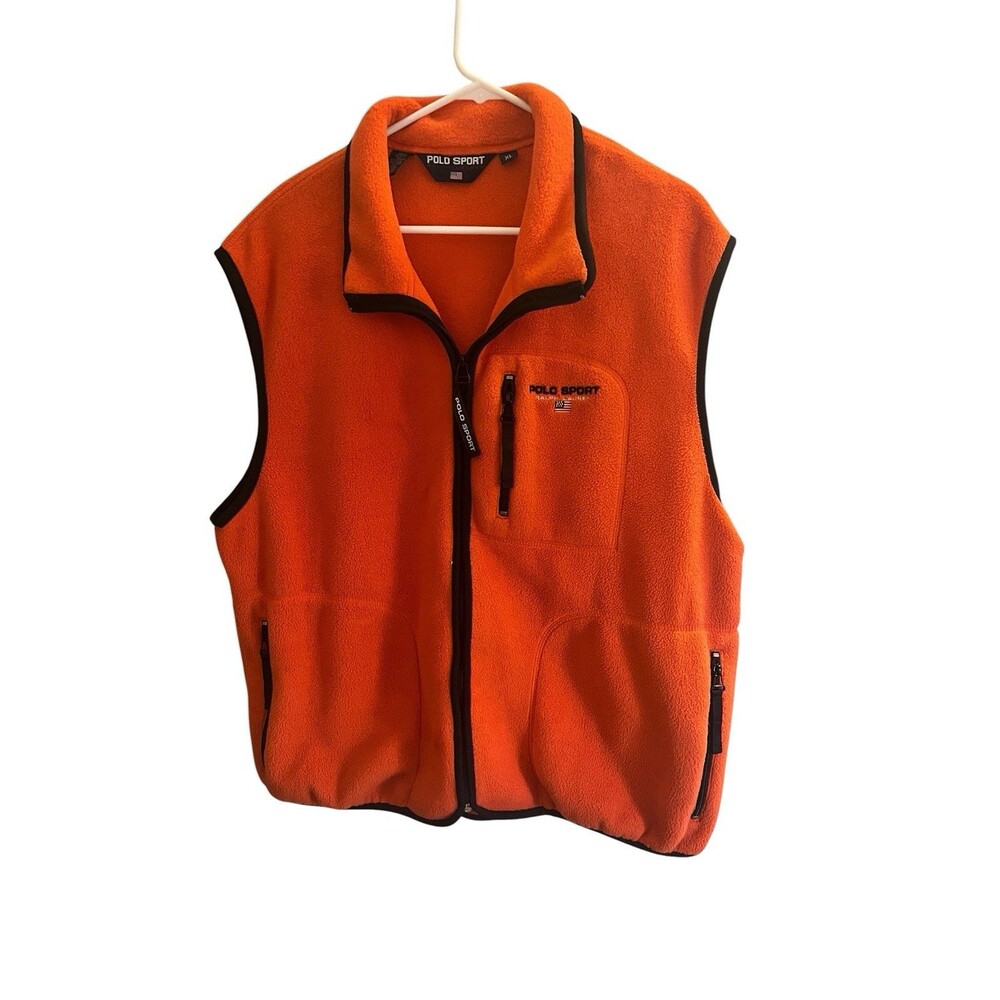 Polo Sport Ralph Lauren Orange Full Zip Vest XL Men's Embroidered Logo Casual